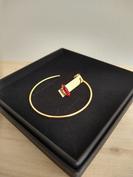 Crystal hoops earings (red)