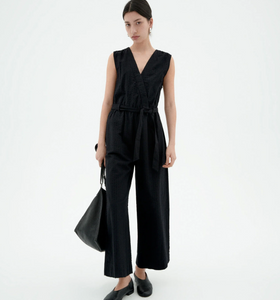 Seersucker Black Winona Jumpsuit