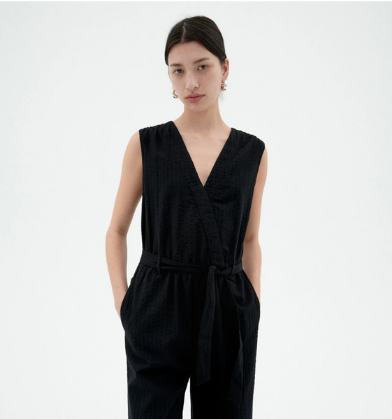 Seersucker Black Winona Jumpsuit