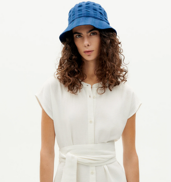 Navy Seersucker Yelle Hat