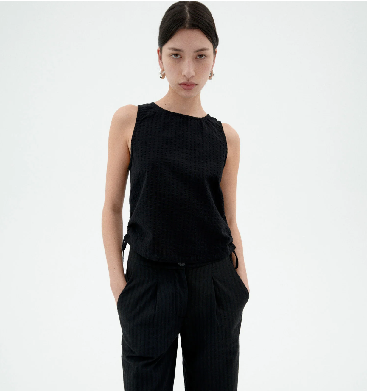 Black Seersucker Florence Top