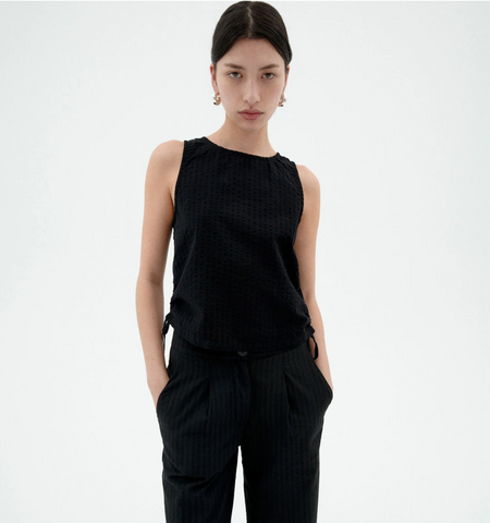 Black Seersucker Florence Top