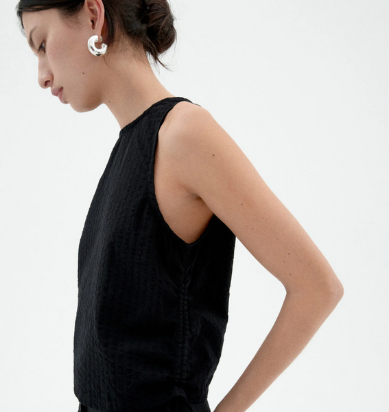 Black Seersucker Florence Top