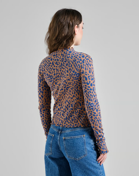 Rib top leopard brown