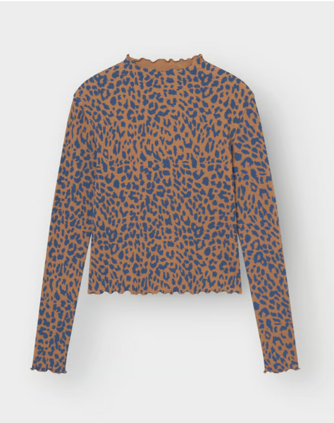 Rib top leopard brown