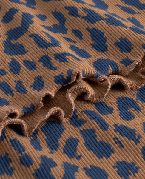 Rib top leopard brown