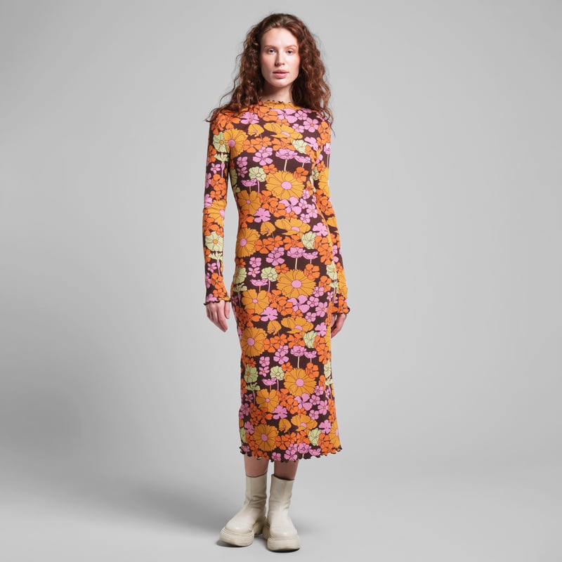 Lofta Rib Dress Flower Power