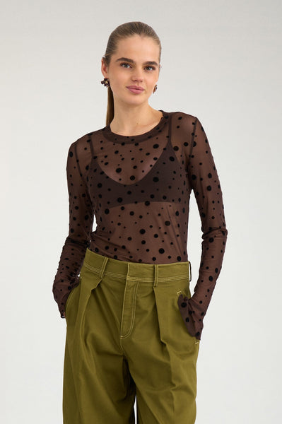 Nuevita LS mesh blouse (chocolate)