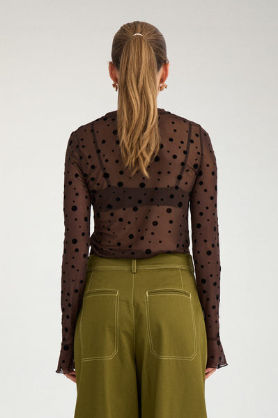Nuevita LS mesh blouse (chocolate)