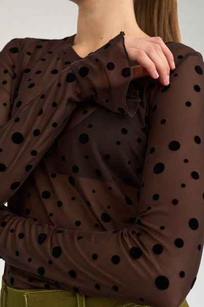 Nuevita LS mesh blouse (chocolate)