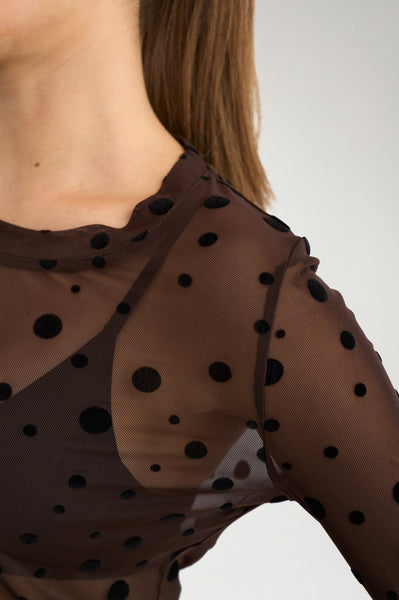 Nuevita LS mesh blouse (chocolate)