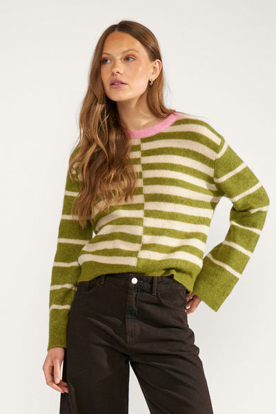 Nuriette Block Stripes Green
