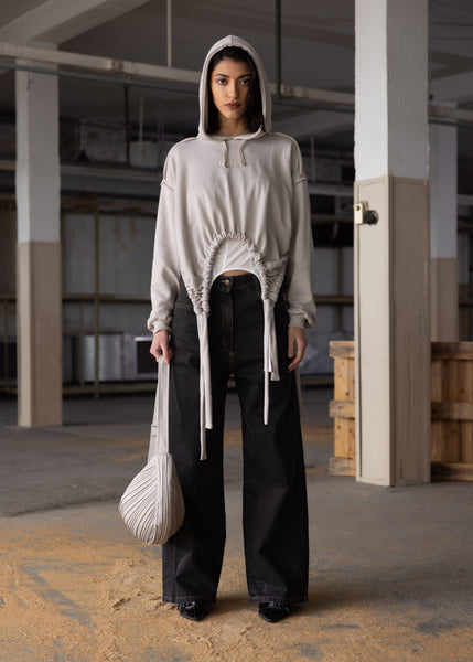 Organic Ribbon Hoodie Gray
