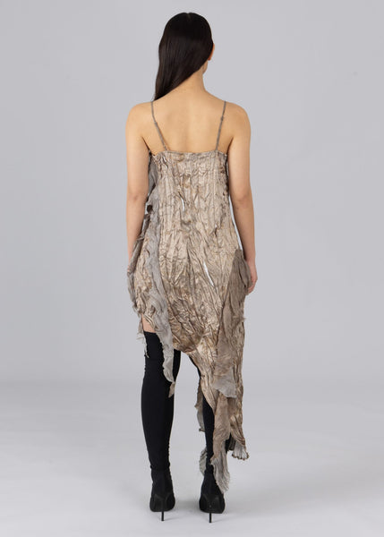 Asymmetric Satin Crinkle Dress