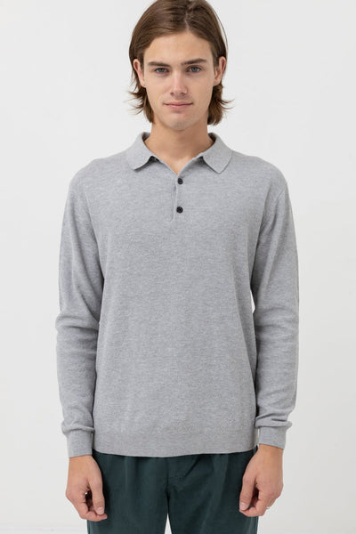 Textured Knit Polo Gris