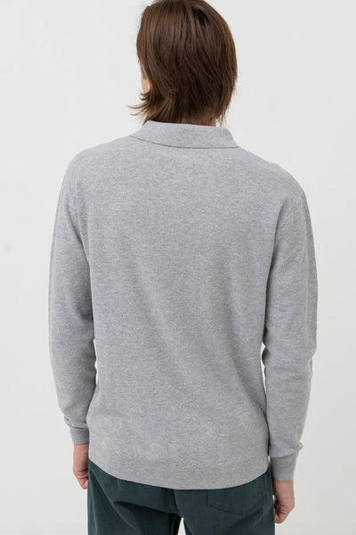 Textured Knit Polo Gris