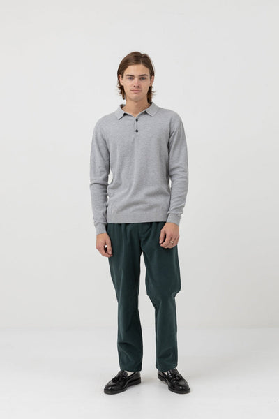 Textured Knit Polo Gris
