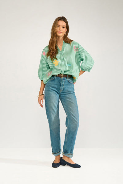 Nuseanne Shirt green stripes