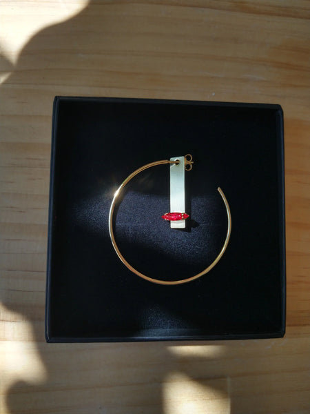 Crystal hoops earings (red)
