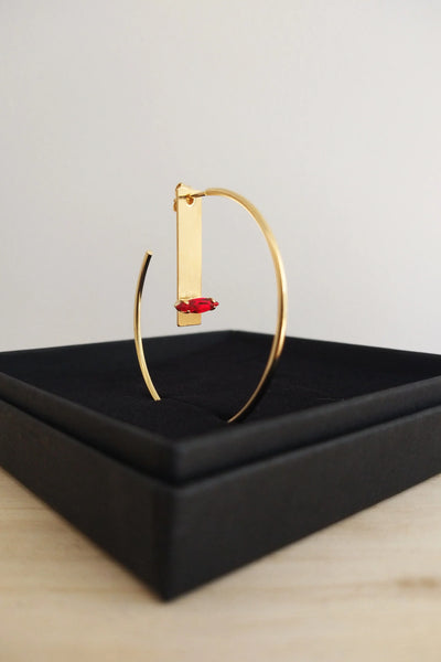 Crystal hoops earings (red)