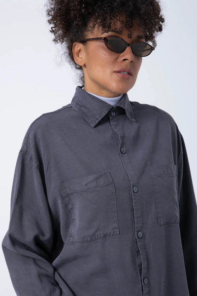 Camisa Tencel Azul