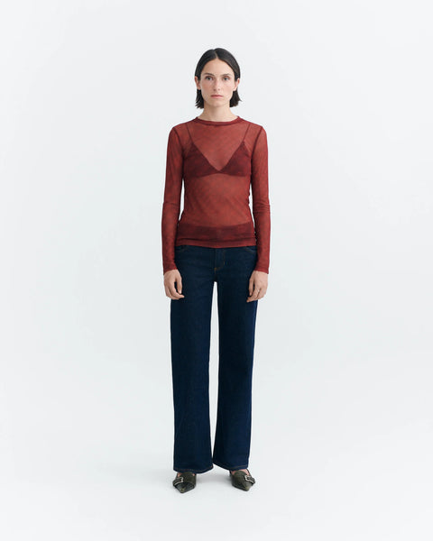 Noir Print Red Tere Top