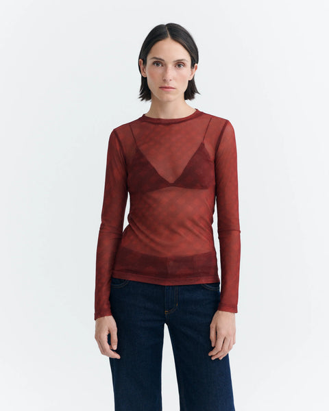 Noir Print Red Tere Top