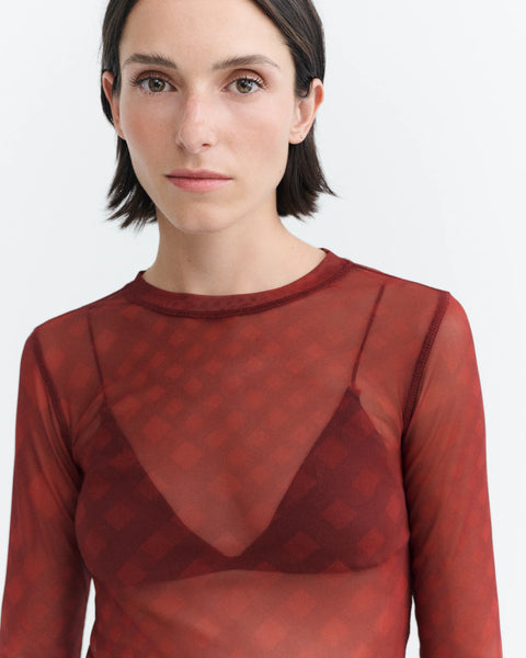 Noir Print Red Tere Top