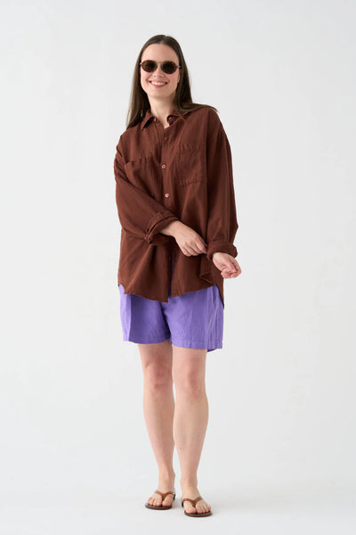 Camisa Lino Chocolate