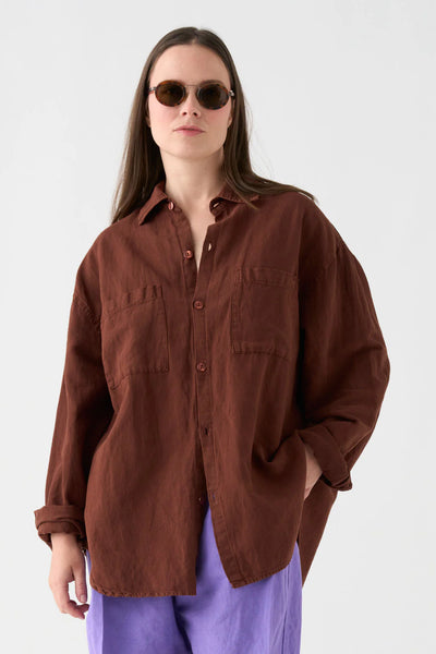 Camisa Lino Chocolate
