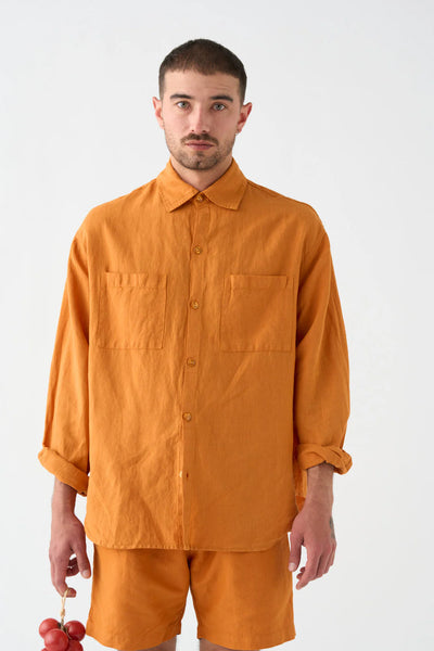 Camisa Lino Naranja