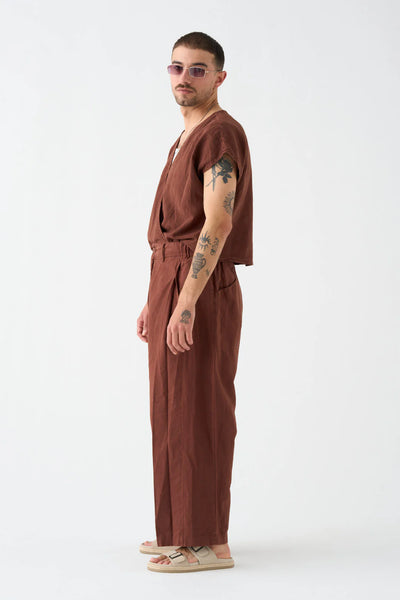 Pantalón Wide Chocolate Lino