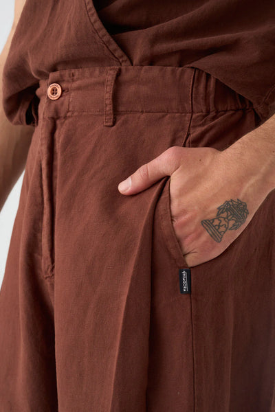 Pantalón Wide Chocolate Lino