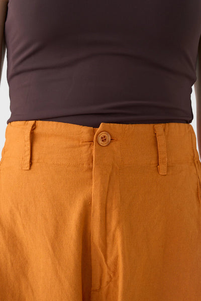Pantalón Wide Naranja Lino