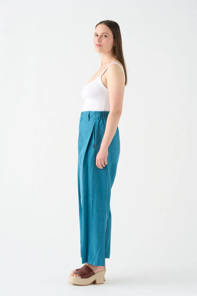 Pantalón Wide Azul Lino
