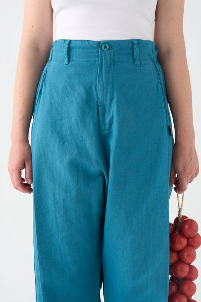 Pantalón Wide Azul Lino