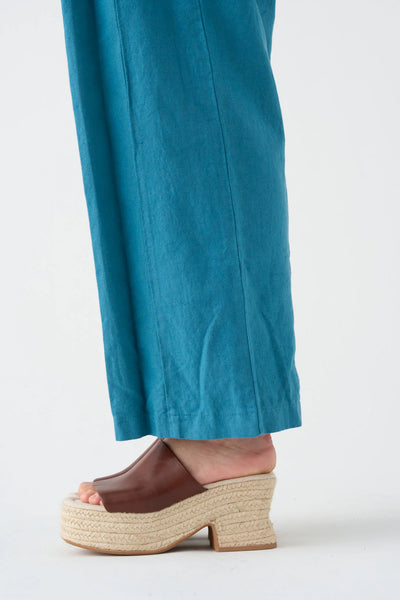 Pantalón Wide Azul Lino
