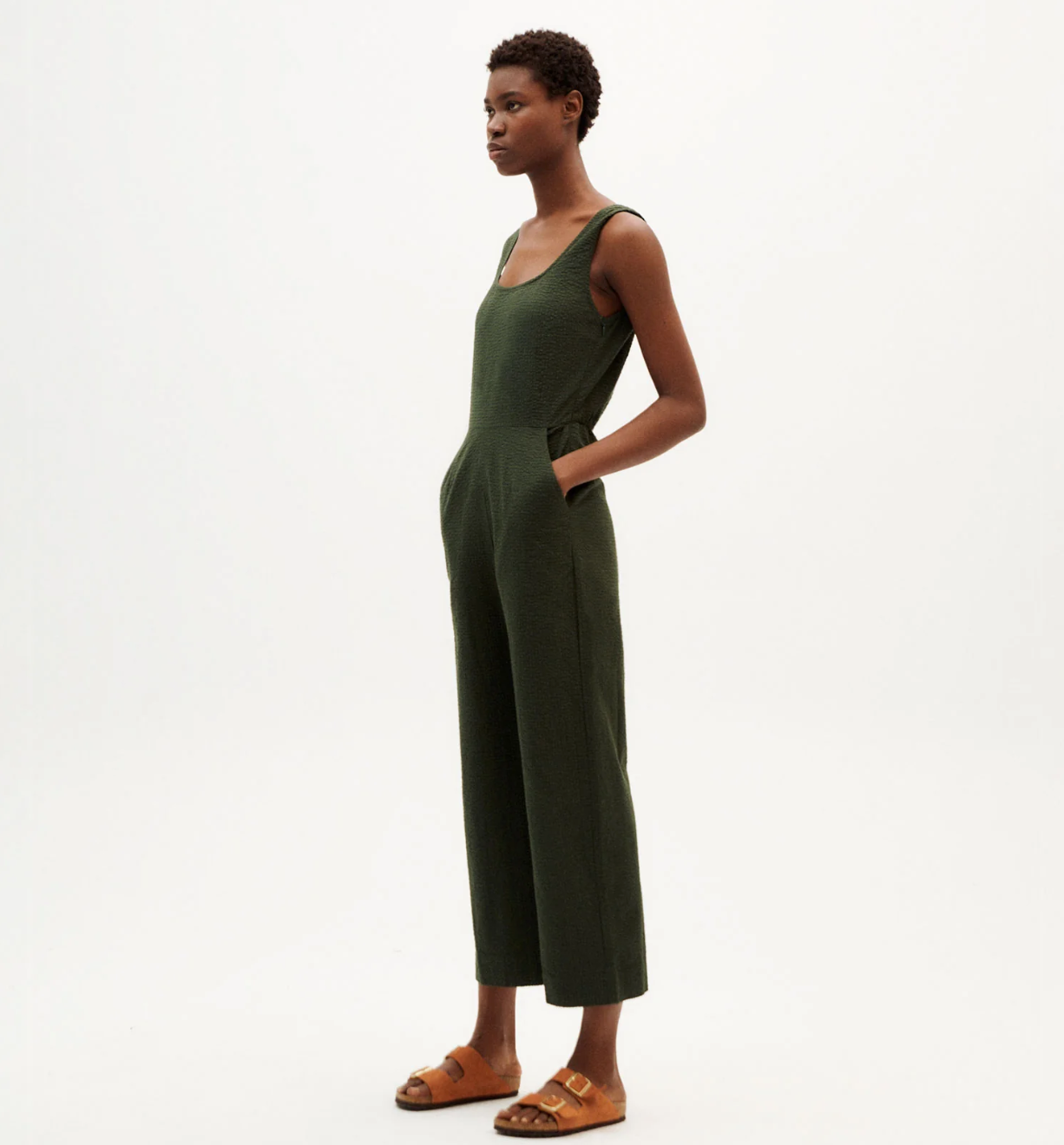 Green Seersucker Rafflesia Jumpsuit