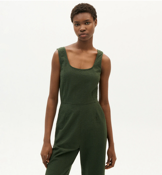Green Seersucker Rafflesia Jumpsuit