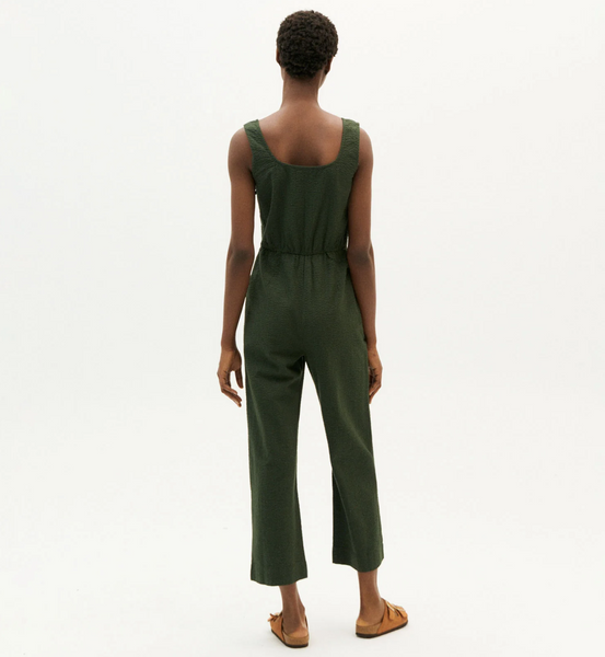 Green Seersucker Rafflesia Jumpsuit