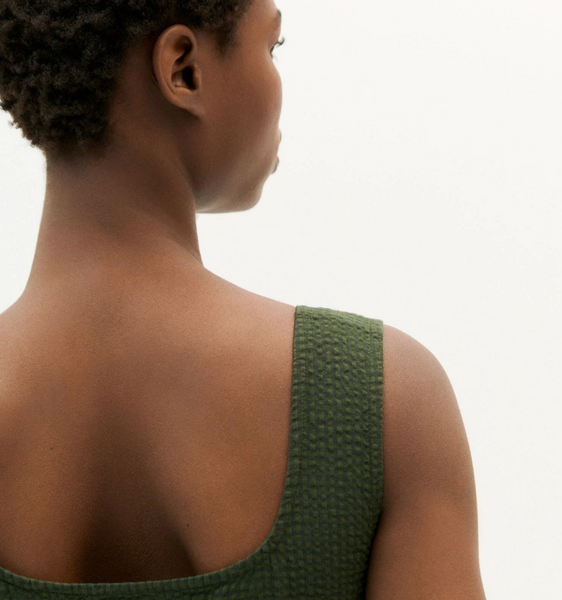 Green Seersucker Rafflesia Jumpsuit
