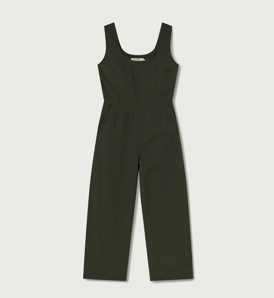 Green Seersucker Rafflesia Jumpsuit