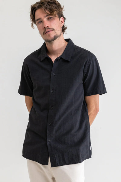 Classic linen ss Shirt Black