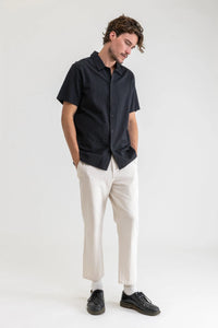 Classic linen ss Shirt Black