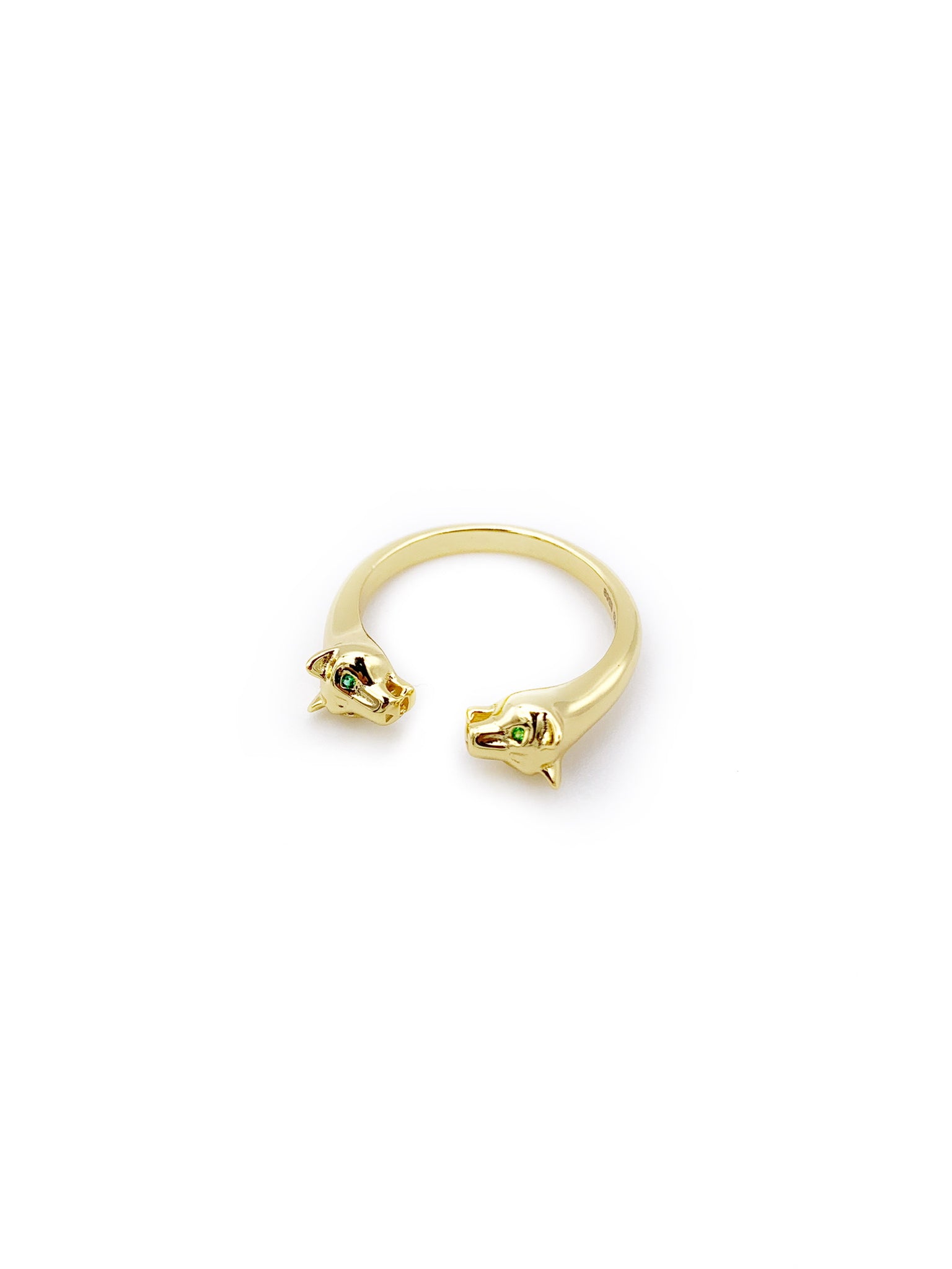 Green panthers Silver gold Plated Ring