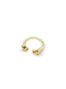 Green panthers Silver gold Plated Ring