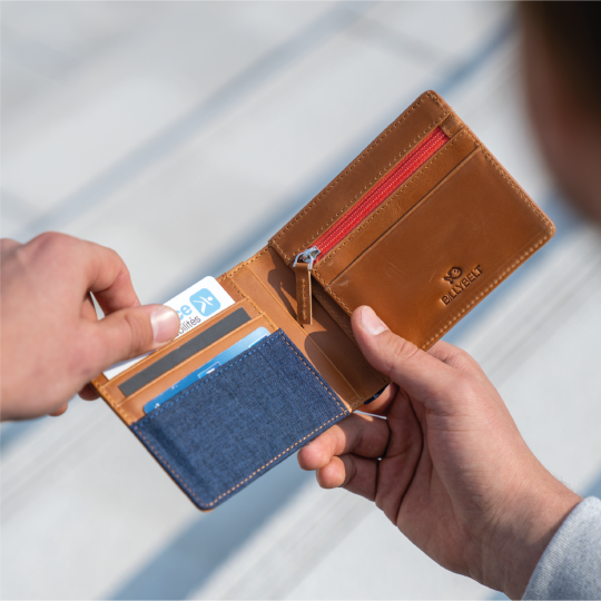 Leather Wallet Blue Jeans